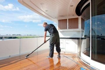 Yacht cleaning before applying Nasiol Nano coating products with yacht and boats