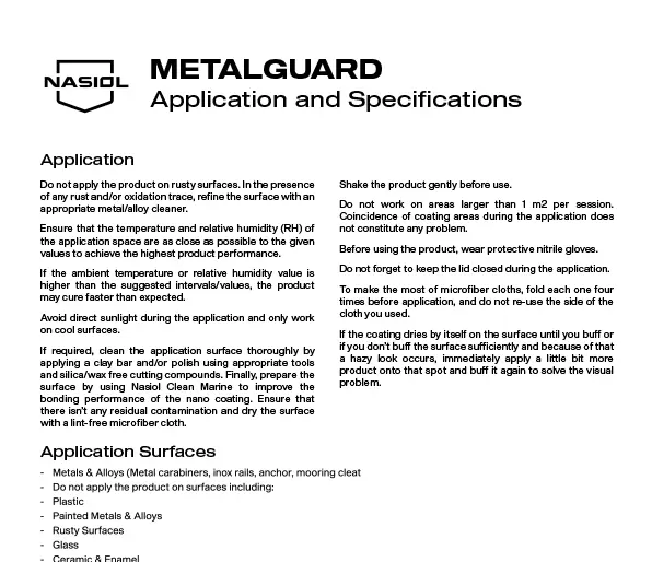 MetalGuard APPLICATION AND SPECIFICATIONS