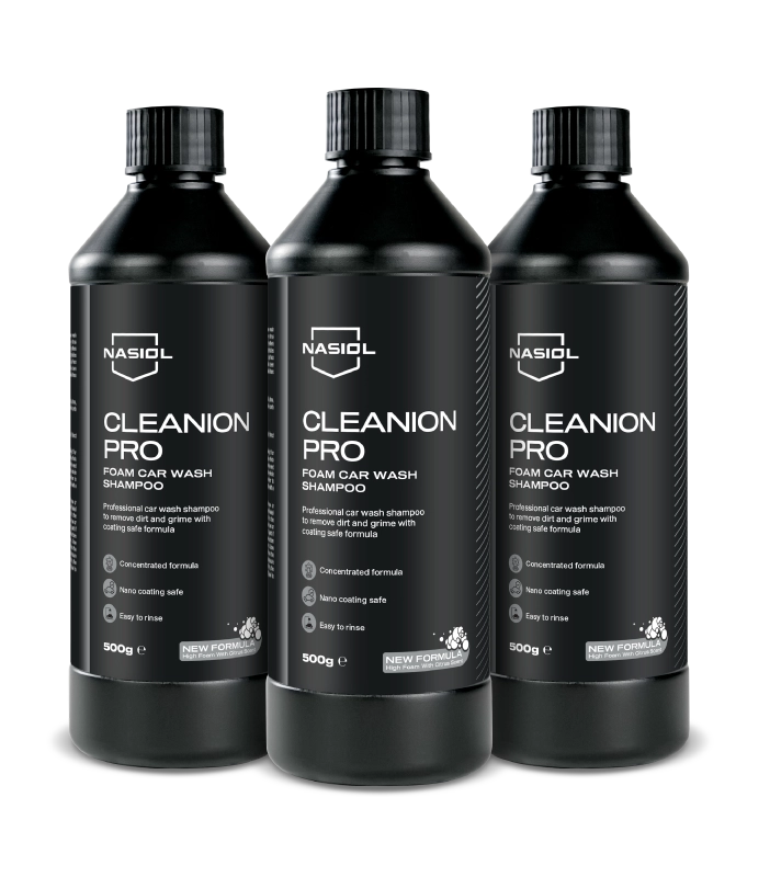 nasiol cleanion pro new formula car shampoo bottles