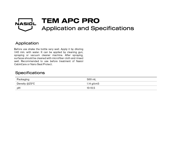 TEM APC PRO  APPLICATION AND  SPECIFICATIONS