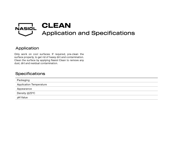 CLEAN APPLICATION AND  SPECIFICATIONS