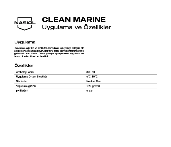 CLEAN MARINE UYGULAMA VE ÖZELLİKLER