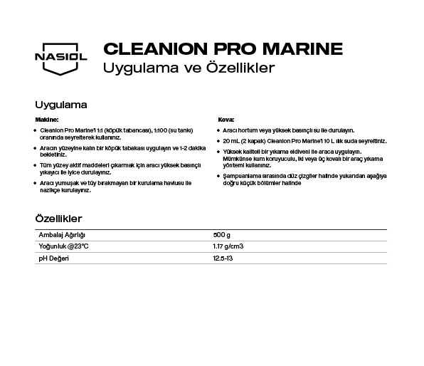 CLEANION PRO MARINE UYGULAMA VE ÖZELLİKLER