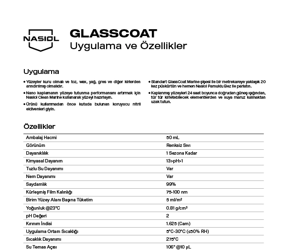 GLASSCOAT UYGULAMA VE ÖZELLİKLER