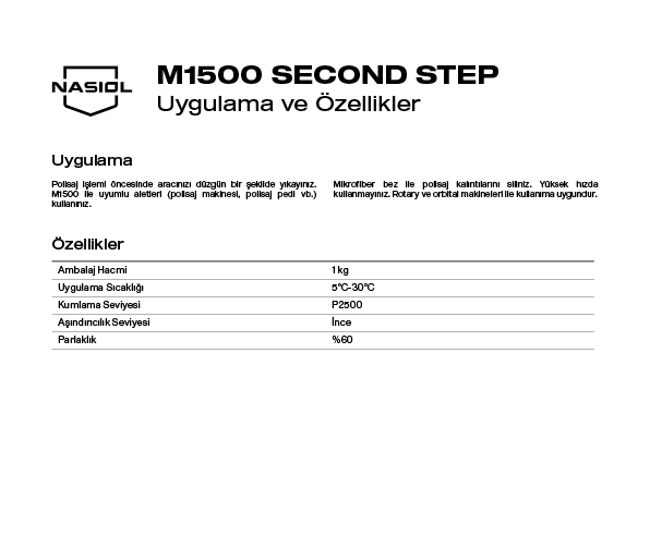 M1500 SECOND STEP UYGULAMA VE ÖZELLİKLER