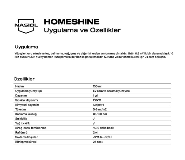 HOMESHINE UYGULAMA VE ÖZELLİKLER