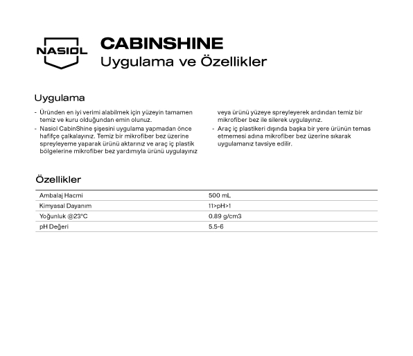 CABINSHINE  UYGULAMA VE ÖZELLİKLER