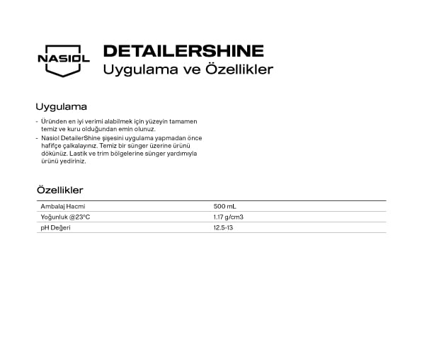 DETAILERSHINE UYGULAMA VE ÖZELLİKLER